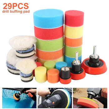 

29pcs Sponge Polishing Pad Kit Back Car Buff Waxing Grinding Drilling Adapter