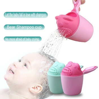 

Cute Cartoon Baby Bath Caps Baby Shampoo Cup Children Bathing Bailer Baby Shower Spoons Child Washing Hair Cup Kids Bath Tool
