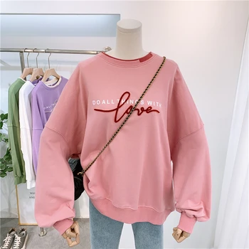 

BF Style Oversize Women Sweatshirt 2020 New Fall Lazy Loose Sweat Top Female Letter Casual Sweatshirts Coat Maxi Size