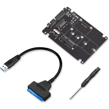 

M.2 NGFF or MSATA to SATA 3.0 Adapter USB 3.0 to 2.5 SATA Hard Disk 2 in 1 Converter Reader with Cable for PC Laptop