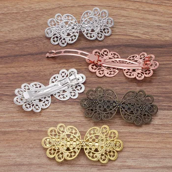 

5pcs French Barrette Spring Hair Clips Automatic Clip Gold Hairpin Base Setting Accessories For Jewelry Making