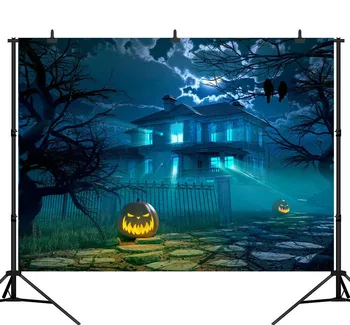 

Photography Backdrops Scary Halloween Pumpkin Door Horror Night Photo Background