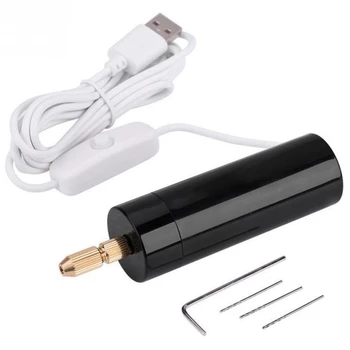

Hot XD-Electric Hand Drill Wrench 5V Hand Motor Hole Exquisite Electric Durable Mini Drill Usb Plastic Saw 3Pcs Drills