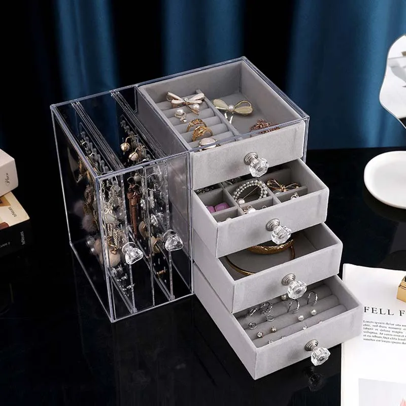 Earrings Organiser Velvet Earring Holder Jewellery Boxes Display Showcase  Case