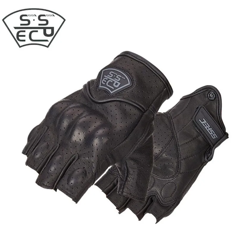 SSPEC половина пальца мотоциклетные дышащие перчатки мото-перчатки Gant Moto Guantes износостойкие мотоциклетные перчатки для верховой езды коричневый - Цвет: SCG-7115 Black
