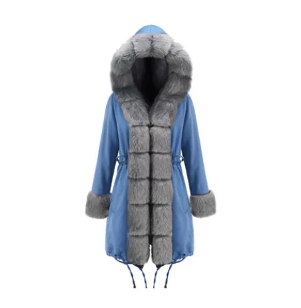 new fashion winter jacket women Imitation fur collar loose long parkas big fur outerwear - Цвет: Style 14
