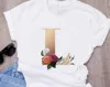 Custom name letter combination women's High quality printing T-shirt Flower letter Font A B C D E F G Short sleeve Clothes ► Photo 3/6