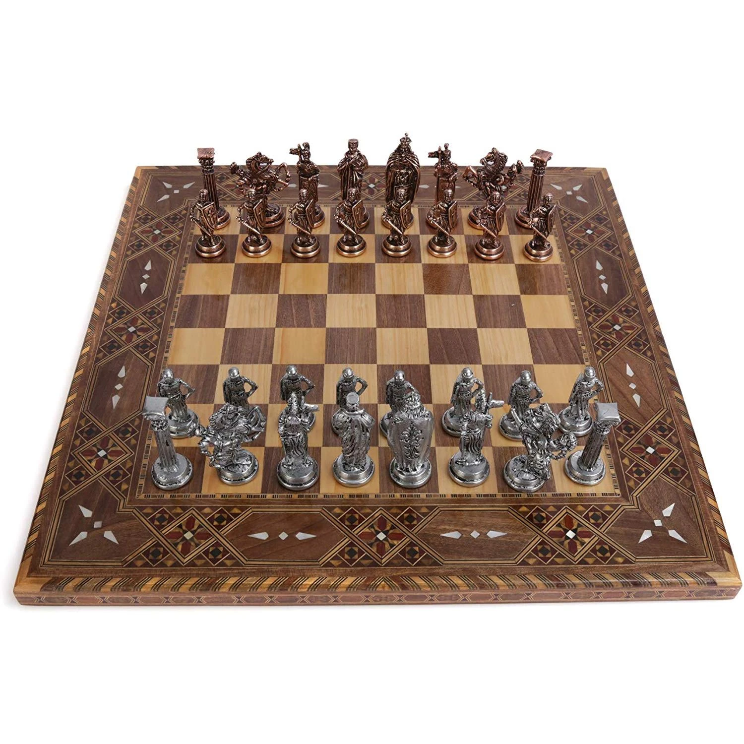 con spazio interno King realizzato a mano e scacchiera in legno massello naturale GiftHome Royal Medieval British Army Set di scacchi in rame anticato per adulti con spazio interno King realizzato a mano e scacchiera in legno massello naturale GiftHome Royal Medieval British Army Set di scacchi in rame anticato per adulti