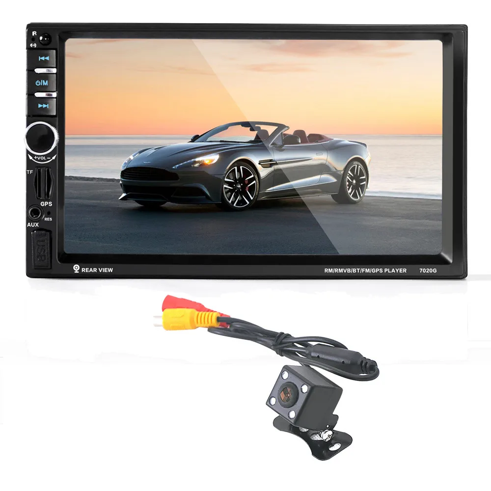 7-дюймовый автомобильный видео HD Bluetooth Сенсорный экран автомобильный GPS стерео радио 2 DIN MP5/MP3/USB/AUX/SD слот для карт памяти+ Камера 18*10*6,5 см