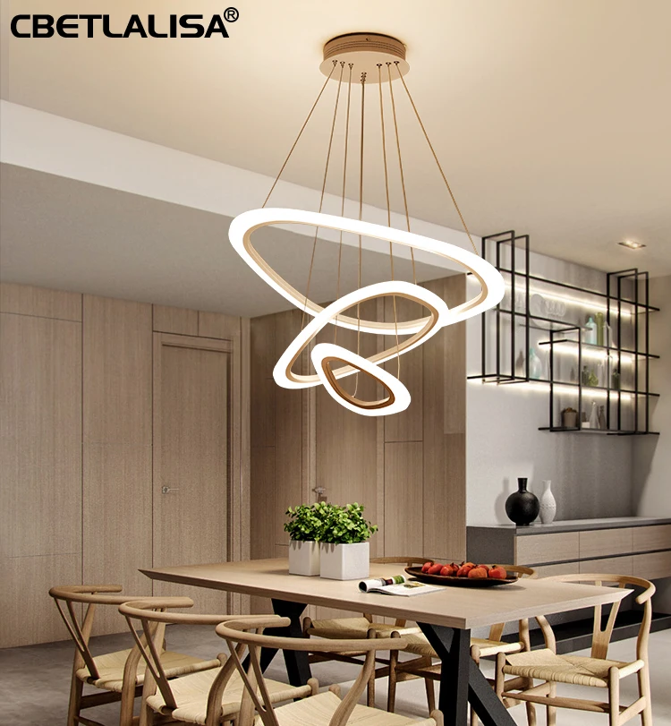 

Led ceiling chandelier for dining room living room chandelier rings white coffee color pendant lamp with remote control chandelier for kitchen 50% discount