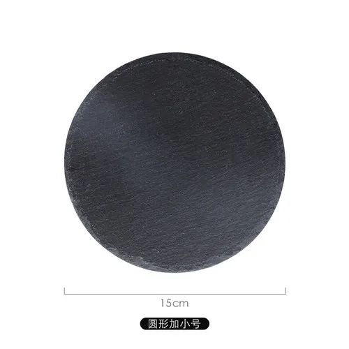 Plate Japanese creative black sushi plate pizza cake baking plate rock plate Western tableware steak plate - Цвет: 9