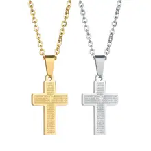 Библейский крест кулон Цепочки и ожерелья из нержавеющей стали ювелирные изделия нержавеющей стали религия Подвески с крестом кулоном для Для женщин религиозная Подвеска "Иисус" ювелирные изделия
