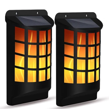 

Promotion! Flame Lights, Solar Power Waterproof Flickering Flame Wall Lights with Dark Sensor Auto On/Off 66 LED Lights Lattice