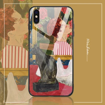 

For to Iphone xr x xs max 6/7 / 8plus 11pro max case tempered glass mobile phone shell romanticism wind tpu matte soft shell