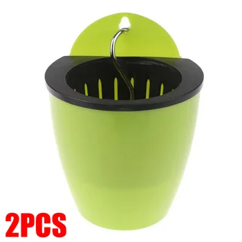 

Self Watering Plant Flower Pot Wall Hanging Round Plastic Planter Basket Garden Home Graden Supplies