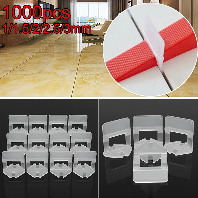 

1000pcs/Set Paving Tile Floor Wall Leveler Leveling System Kit 1/1.5/2/2.5/3mm Reduces The Need For Grinding And Polishing