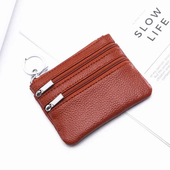

Women Leather Mini Purse Multifunctional Wallet Coin Money Credit Card Key Holder Zipper Wallets 1.5*1.5*8.5CM