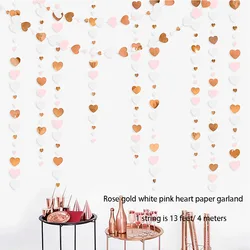 Rose Gold Paper Bunting Triangle Flags - Wedding & Party Hanging Decoration (Rose Pink White Love)