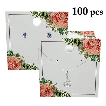 

100PCS Fashion Jewelry Card Multi-Purpose Rose Flower Pattern Earring Display Card Necklace Card Jewelry Display Supplies