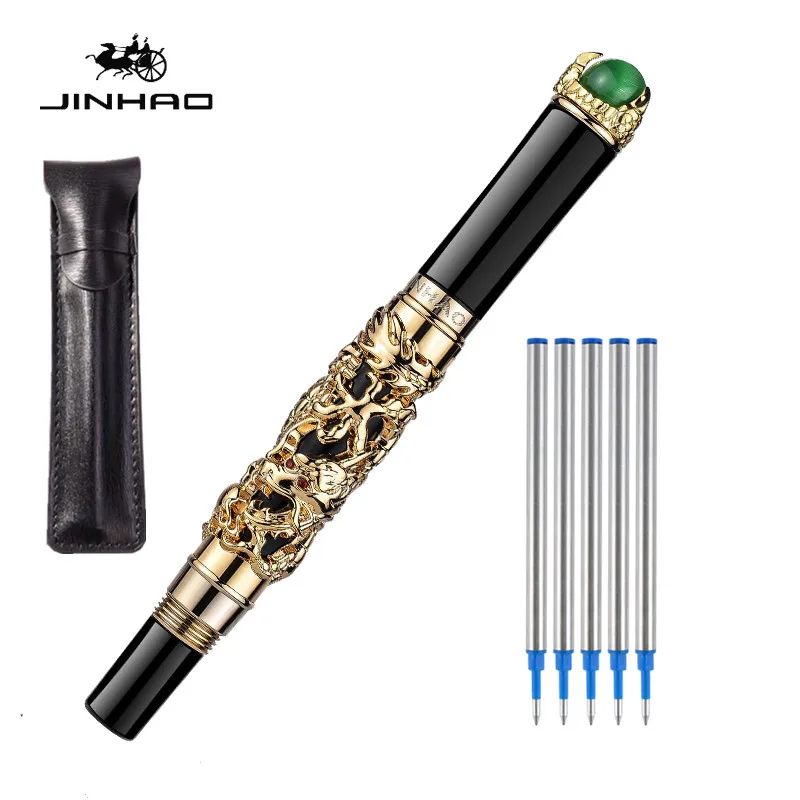 High-Quality Luxury Dragon Ballpoint Pen 0.7MM Nib Vintage Pen for Writing School office supplies vintage all metal ancient silver leopard jinhao ballpoint pen luxury green crystal eyes practice pen office supplies