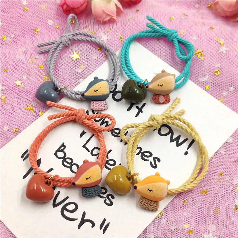 

5PCS Lovely Cartoon Fox Elastic Hair Bands Toy For Girls 5 color Handmade Creative Scrunchy Kids Hair Accessories For Women