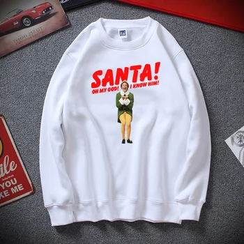 

New Winter Moletom Santa Oh My God I know Him Christmas Jumper Elf Christmas Fest Gift hoodies Top Cotton Fleece Sudadera hombre