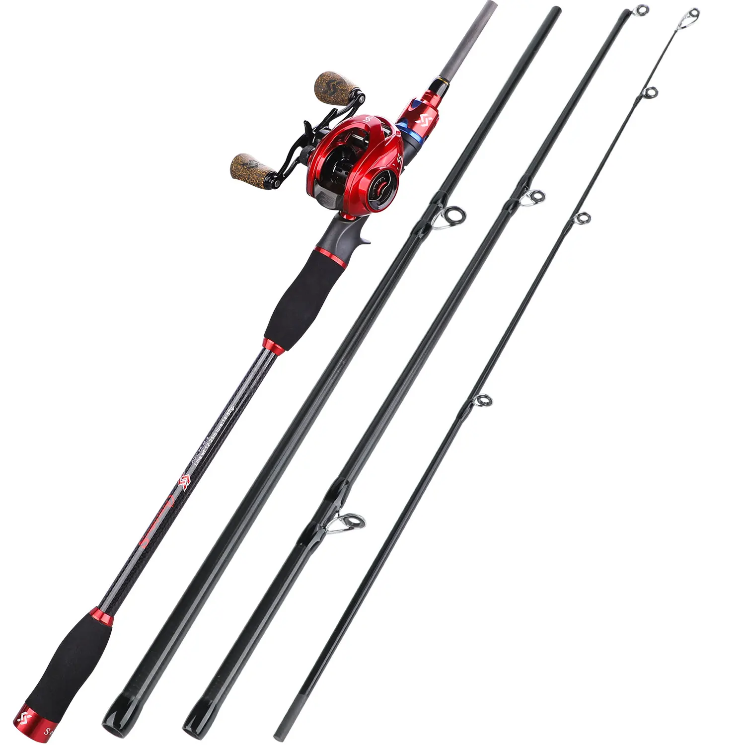 Seções de Fibra Carretel de Pesca Vara de Pesca e 9 + 1bb Sougayilang Pesca Combo 4 Carbono Alta Velocidade 8:1 Relação Engrenagem Conjunto 1.8m 2.1 7 Sougayilang 1.8m 2.1 pesca combo 4 seções