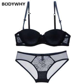 

Women Lace Bra Set Backless Bra And Panty Set Push Up 1/2 Cup Underwear Brief Set Lingerie 5 Colors Sexy Elegant Fashion Beauty
