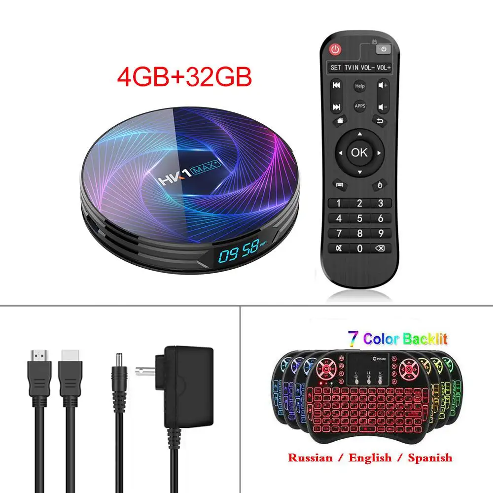 4G32G I8 RK3368 PRO Android 9.0 TV Box 4GB RAM 128GB ROM HK1 MAX Plus Octa Core 8G/32G/64G Smart Set Top Box Google Play Netflix Youtube - Цвет: 4G32G I8