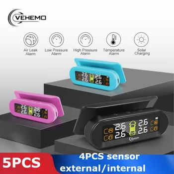 

5PCS Wireless USB TPMS Tire Pressure 4PCS External Sensor Type Real-Time Display Car Alarm Digital Dashboard Android Tmps Tyre