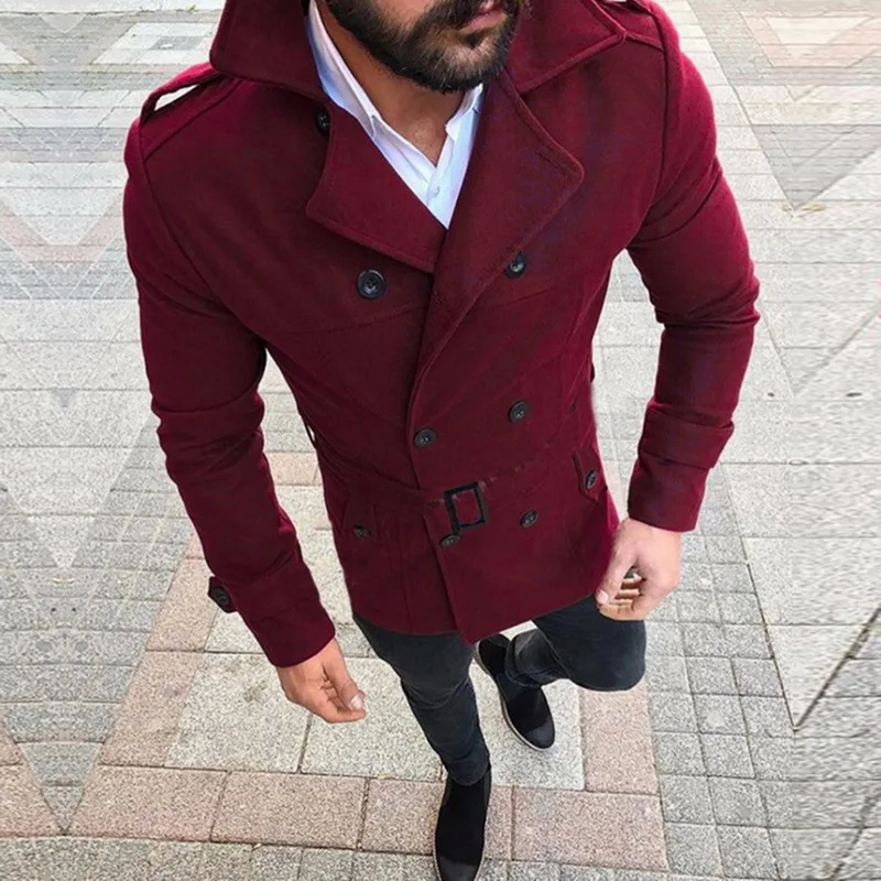 LOOZYKIT, новинка, модное мужское шерстяное пальто с пуговицами, однотонное, с длинным рукавом, ветровка, шерстяное пальто, мужское зимнее пальто, длинное пальто для мужчин
