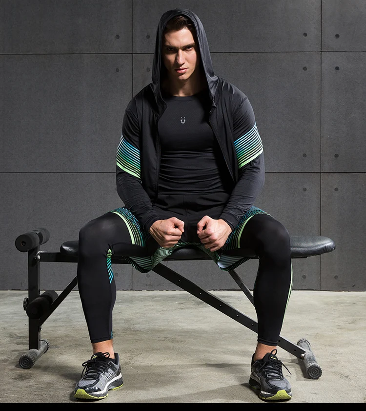 Running Jacket Gym Men Sports Coat Fitness Long Sleeve Hooded Tight Hoodies Zipper Slim Hiking Sweatshirts Male Training Jackets