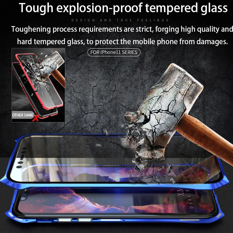 Магнитный чехол для iphone 11 pro max 5,8& 6,1& 6,5 дюймов, Роскошный Полный Магнитный чехол для Apple iphone 11R Funda