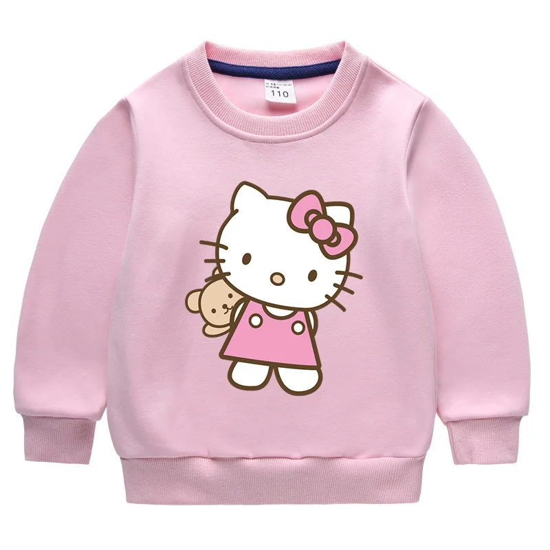 thumbnail image 1 of Traje de pantalón cálido de manga larga para niños de Hello Kitty, suéter acolchado de terciopelo para niños y niñas + traje de dos piezas con pantalones informales, 1 of 5