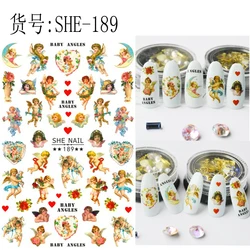 10pcs SHE-Series Angel Heavenly Father Nail sticker Clover Dragon Nail Decals Pattern Trasnfer Sliders Nail Art Decoration