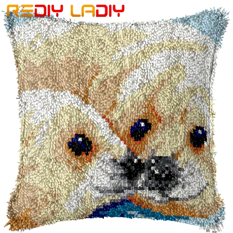 BZ559 Latch Hook Kits Make Your Own Cushion Animals Hen Acrylic Yarn Crochet Pillow Case Set Latch Hook Cushion Cover Hobby& Crafts - Color: BZ559