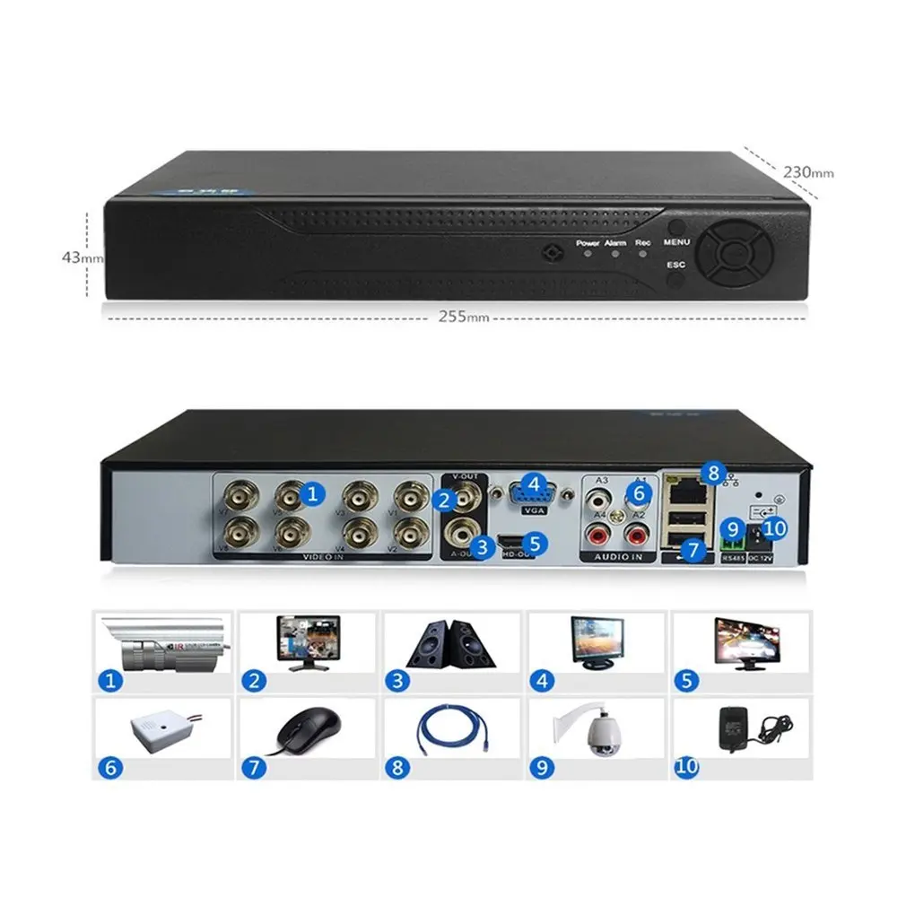 8 каналов H.264 DVR наблюдения безопасности 960H рекордер P2P жесткий диск видео