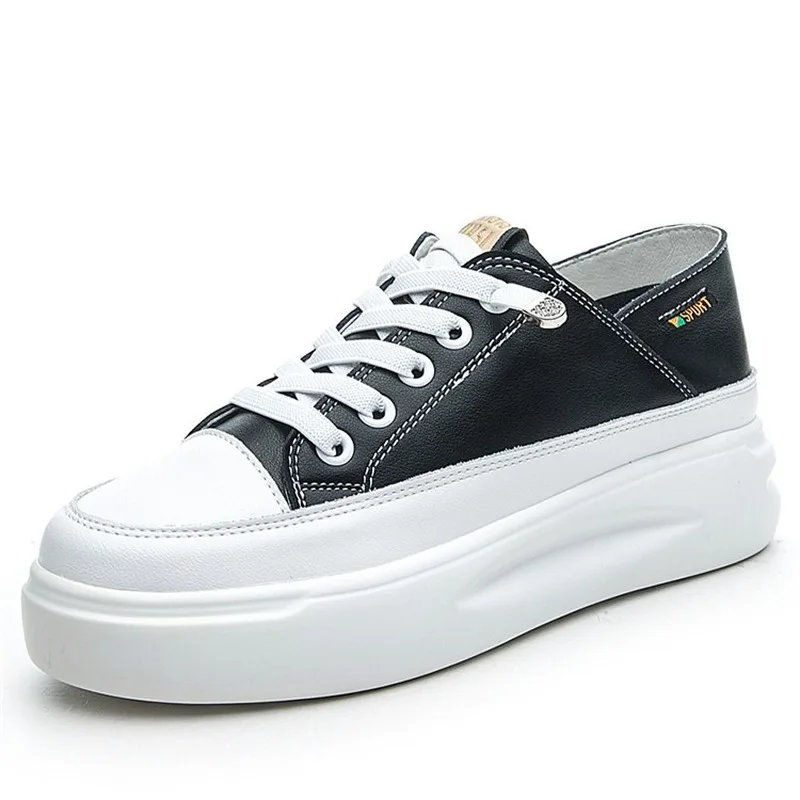 Promotion 2021 New Lace-up Autumn Genuine Leather Shoes Thick Bottom Platform Women Sneakers Casual Large Size |