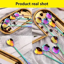 

Coffee Spoon 9 PCS Teaspoon Stainless Steel Scoop Flower-shaped Beverage Stirring Mixing Spoon with Handle for Christmas