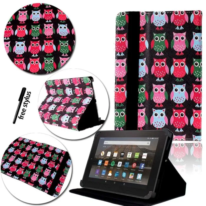 Black Owls KK&LL для Amazon Fire HD 10(7th/5th поколение, / выпуск) кожаный Смарт-планшет стенд Чехол-книжка+ Bluetooth клавиатура - Цвет: Black Owls