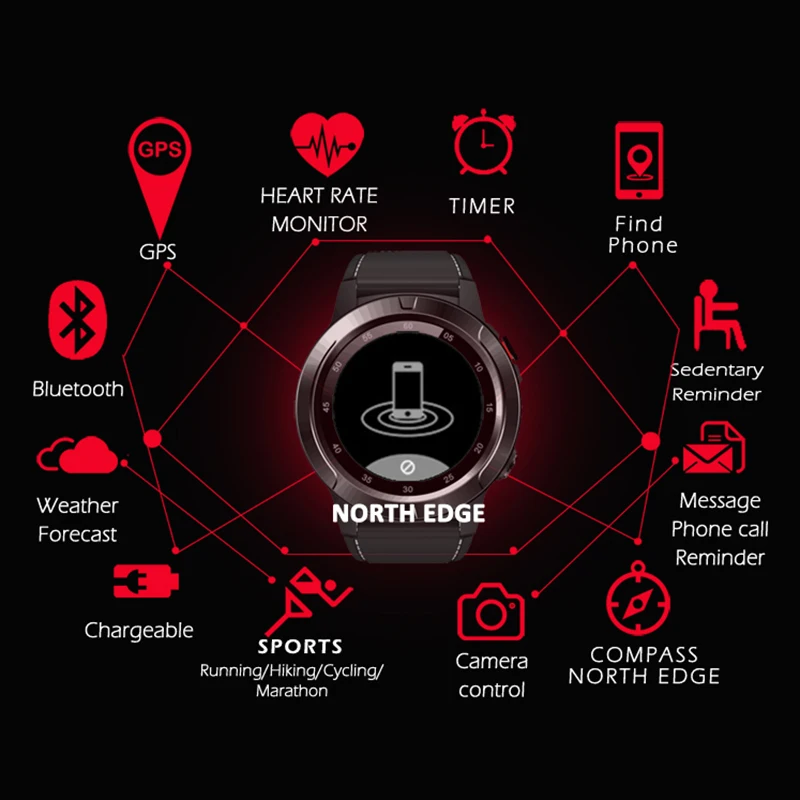 Мужские умные часы North Edge GPS шагомер для бега спортивные Смарт пульсометр