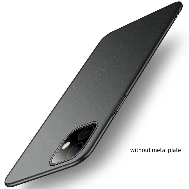 Aixuan металлическая пластина автомобильный держатель Магнитный чехол для iPhone 11 Pro Max магнит жесткий матовый чехол для iPhone 11 iPhone11 Pro - Цвет: black without metal