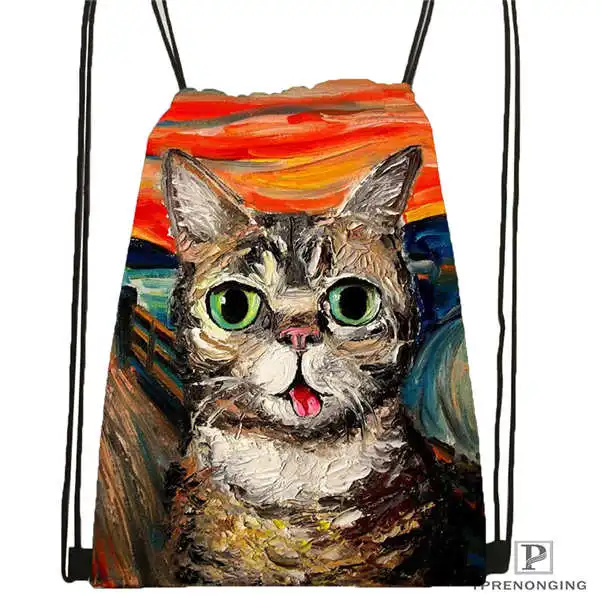 Drawstring Backpack Cutest_cat_ong_the_wheat_@ 01-походная сумка на шнурке милый рюкзак для детей(черная спинка) 31x40 см#180611-03-131 - Цвет: Drawstring Backpack