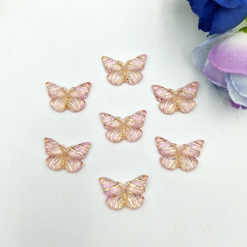 40 шт цветные стразы-бабочки с плоской задней частью, миниатюрная аппликация кабошон, 1 отверстие, Рождественское украшение, фигурки для скрапбукинга своими руками - Цвет: Фиолетовый