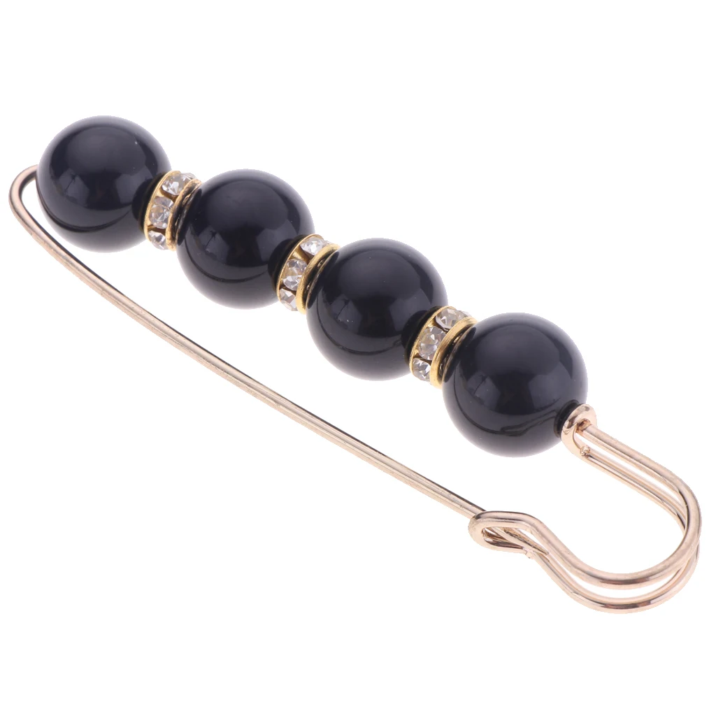 

Women Chic Safety Pins Pearl Beads Brooch Pin for Shawl Dress Scarf Sweater