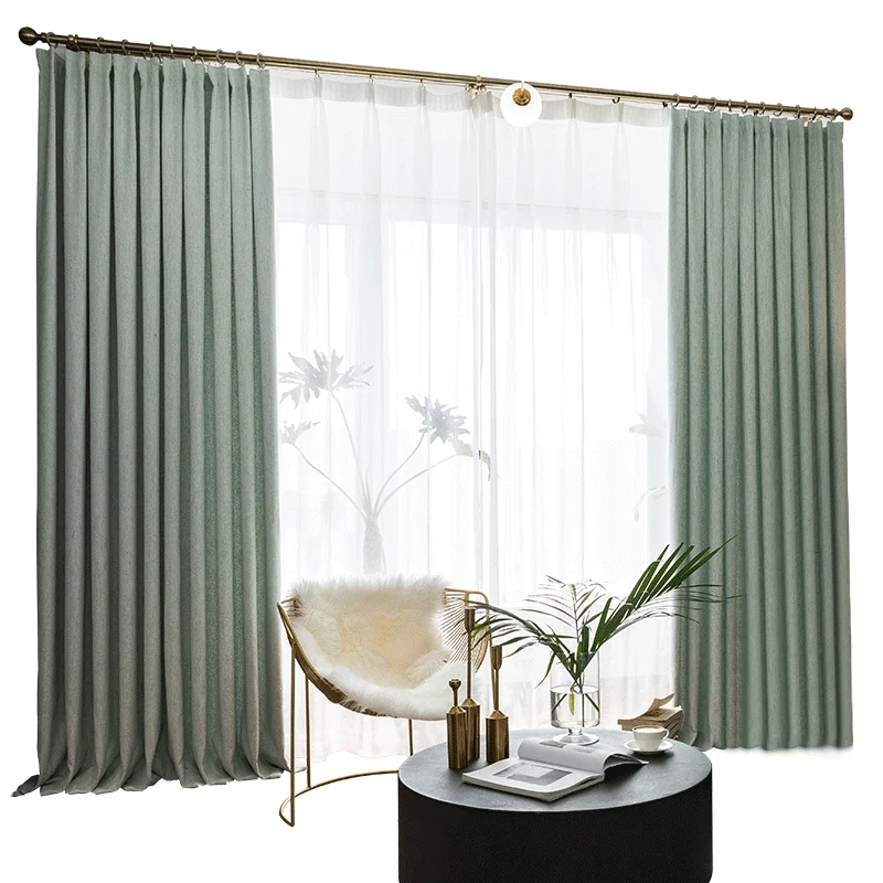 Buy Customized Simple Modern Light Green Full Blackout Cloth Curtains For Living Room Bedroom Balcony Floor Floating Curtains Online In Hong Kong 1005002417316276