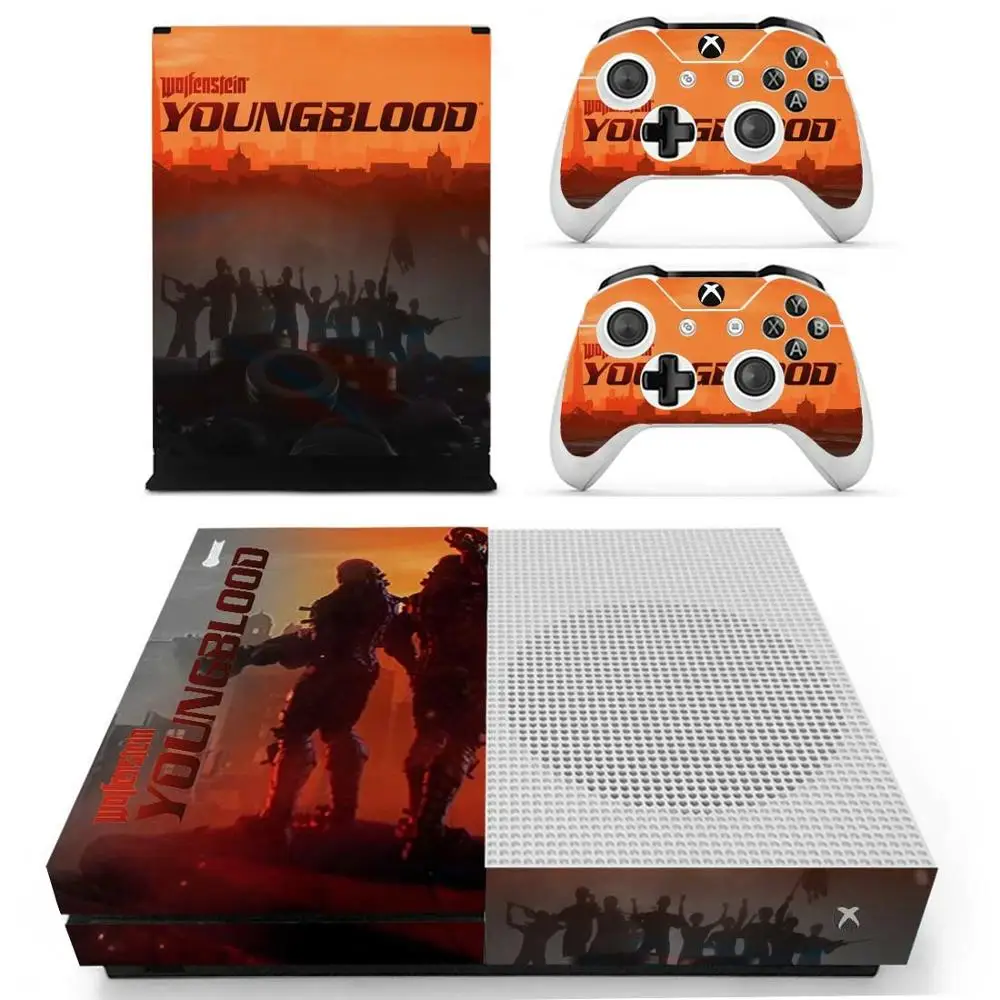 Наклейка s Wolfenstein: Youngblood для Xbox One S виниловые наклейки на кожу Наклейка Обложка Pegatinas Adesivo для Xbox one Slim Console и два контроллера шкуры