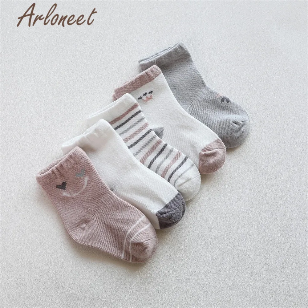 ARLONEET/Носки для новорожденных нескользящие носки для девочек и мальчиков, 5 шт. в комплекте, Детские хлопковые носки для девочек, осенне-зимние носки для мальчиков, кроссовки
