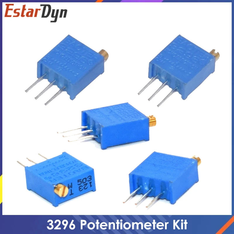 

10PCS 3296 potentiometer Kit High Precision 3296W Variable Resistor 100R -1M 200R 500R 1k 2k 5K 10K 20K 50K 100K 200k 500k