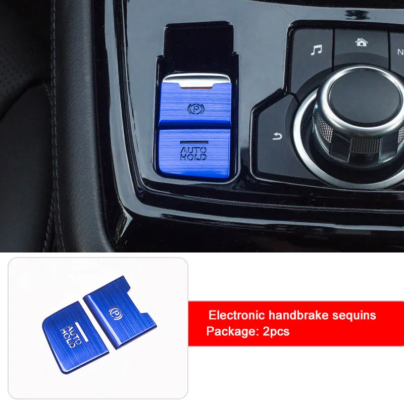 2pcs blue Автомобильный Стайлинг интерьера молдинги электронный ручной тормоз Блестки для Mazda 6 Atenza-Н. В. Мультимедийные кнопки полые блестки - Название цвета: 2pcs blue